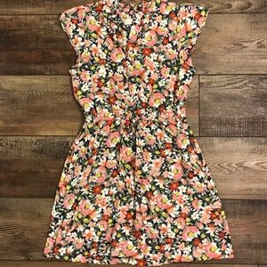 Loft Petite Floral Drawstring Dress